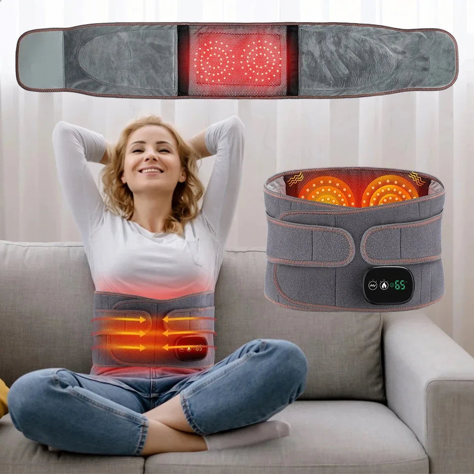 Infrared Heating Waist Massager Electric Belt Vibration USB Charge Red Light Hot Compress Lumbar Back Support Brace Relaxation