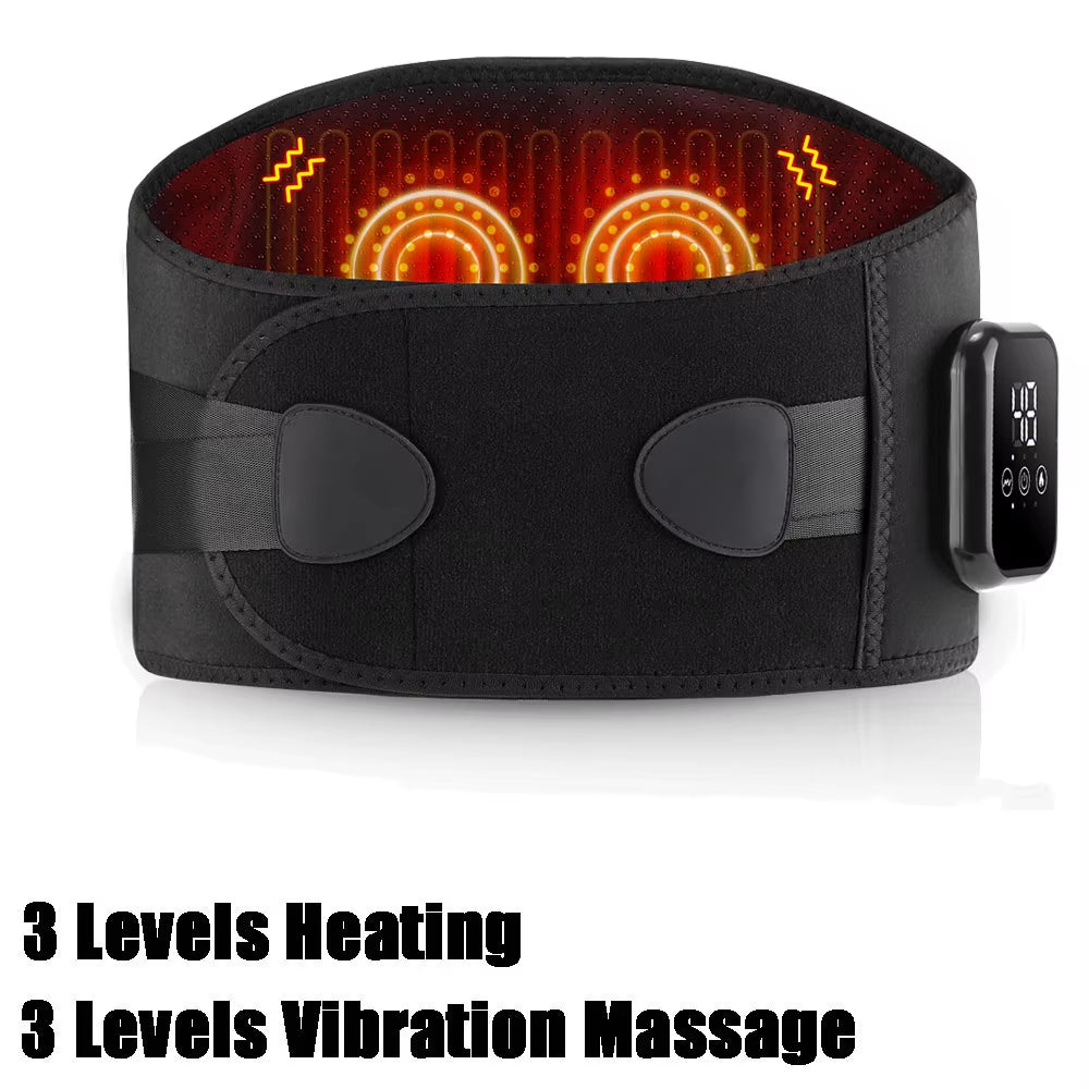 Infrared Heating Waist Massager Electric Belt Vibration USB Charge Red Light Hot Compress Lumbar Back Support Brace Relaxation